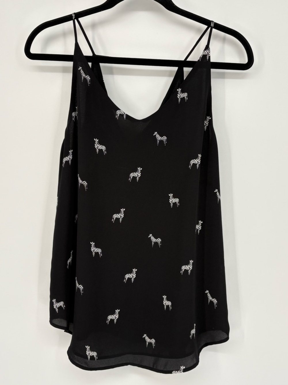 LOFT Tank Top Black Sheer Zebra-Print Spaghetti Strap Cami Women’s Small